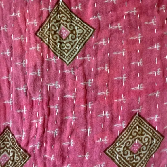 Vintage kantha quilt, twin cotton throw, beach blanket - Picture 3 of 5